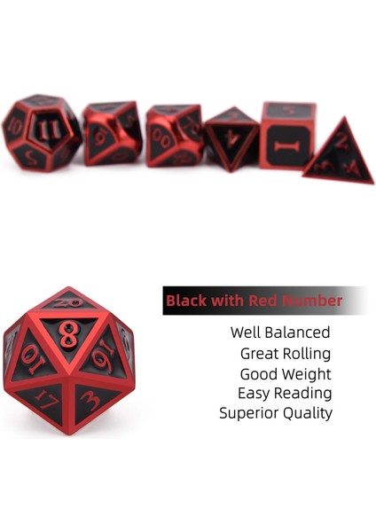 NO.443 Tarzı Masa Üstü Rpg'ler Için Siyah Ipli Çantalı 7 Metal Zar Seti D4 D6 D8 D10 D% D12 D20 (Yurt Dışından)