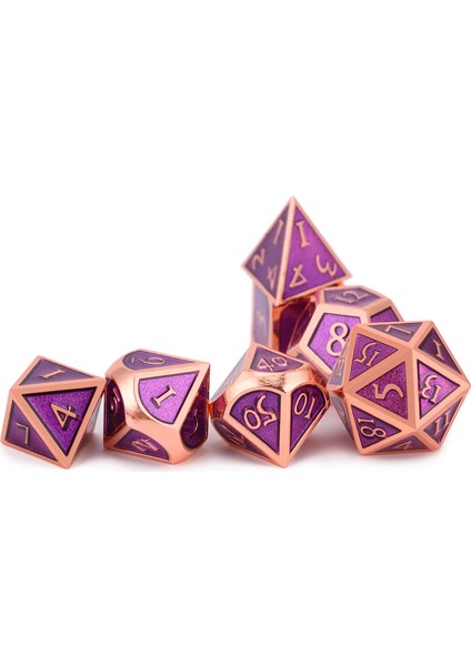 NO.443 Tarzı Masa Üstü Rpg'ler Için Siyah Ipli Çantalı 7 Metal Zar Seti D4 D6 D8 D10 D% D12 D20 (Yurt Dışından)