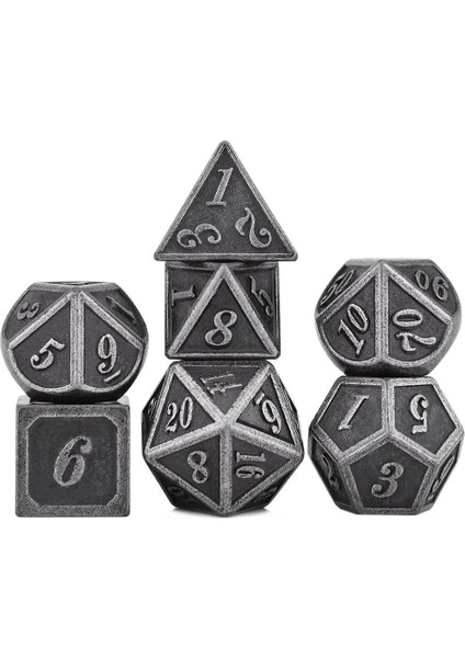 NO.426 Tarzı Rpg Dnd Mtg Oyunları Antik Bakır, Altın, Gümüş Için Siyah Çantalı 7'li Çokyüzlü Metal Zar Seti (Yurt Dışından)