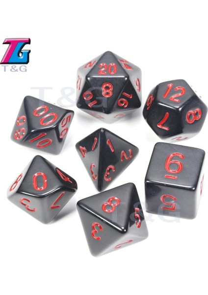 14 Siyah W Kırmızı Stil Dnd Opak D4-D20 Için En Li ve Akrilik Çokyüzlü Trpg Oyunları Oyun Oyun Için Çok Taraflı Zar (Yurt Dışından)
