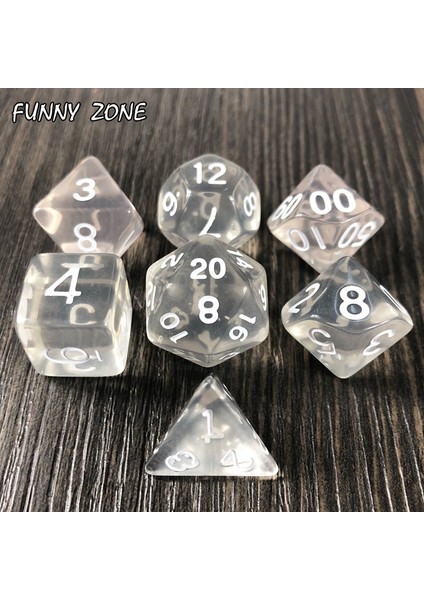 Beyaz Stil 7pcsset Şeffaf Kristal Zar Seti D4, D6, D8, D10, D10%, D12, D20 Masa Oyunu Rpg Zar, Mor (Yurt Dışından)