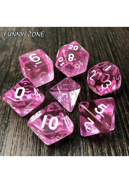 Beyaz Stil 7pcsset Şeffaf Kristal Zar Seti D4, D6, D8, D10, D10%, D12, D20 Masa Oyunu Rpg Zar, Mor (Yurt Dışından) fırsatları
