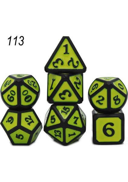 NO.113 Stili Dados Rpg Zar Masası Oyunları Satış Promosyonu Çokyüzlü Metal Zarlar Çinko Alaşımlı Sayısal Dnd Zar 7 Set D4 D6 D8 D10 D12 D20 (Yurt Dışından)