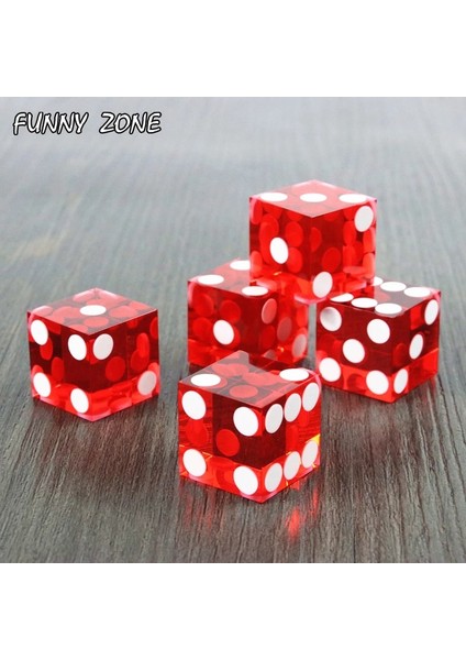 5 Adet Kırmızı Stil 5 Adet Üst Sınıf Casino Zar, Jilet Kenarları ve Eşleşen Seri Numaraları, Şeffaf Yarı Saydam D6, Royal Craps (Yurt Dışından)