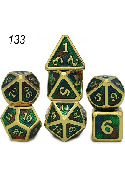 NO.133 Tarzı Dados Rpg Zar Masası Oyunları Satış Promosyonu Çokyüzlü Metal Zarlar Çinko Alaşımlı Sayısal Dnd Zar 7 Set D4 D6 D8 D10 D12 D20 (Yurt Dışından)