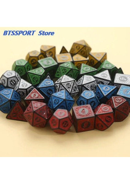 Mavi Stil Et Çokyüzlü 7-Die Oyma Desenli Zar Seti D4 D6 D8 D10 D% D12 D20 Oyun Için (Yurt Dışından) fiyatları