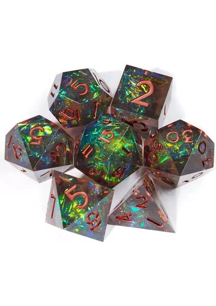 Kumral Tarzı Yeni Lüks Reçine Şeffaf Keskin Köşe Dnd Zar Seti Çokyüzlü Zar Rpg Zar Dados Rol D4 D6 D8 D10 D12 D20 Oyun Zar Seti (Yurt Dışından)