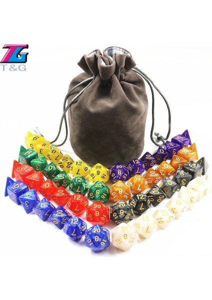 Açık Gri Tarzı Çanta Rpg Dnd Dnd Zar Tahta Oyunu 8 Takım Seti D4 D6 D8 D10 D12 D20 Ebru Akrilik Hediye Için (Yurt Dışından)