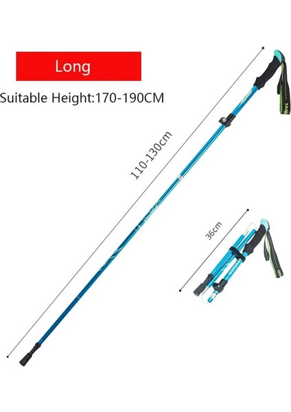 Chaoduo Shop Gök Mavisi 110-130 Stili Anti Şok Baston Teleskopik Baton Trekking Çubuğu Ultra Hafif Alüminyum Alaşımlı Taktik Yürüyüş Bastonları 5 Bölümlü 1 Adet (Yurt Dışından)