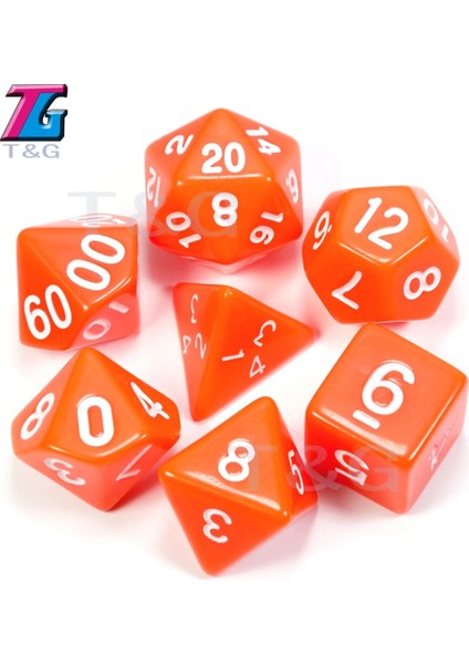 02 Turuncu Stil Dnd Opak D4-D20 Için En Li ve Akrilik Çokyüzlü Trpg Oyunları Oyun Oyun Için Çok Taraflı Zar (Yurt Dışından)