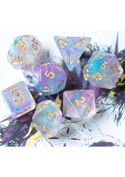 Mavi ve Sarı Tarzı Et Dnd Zar Çift Renkler Girdap D&d Zar D4 D6 D8 D10 D% D12 D20 Çokyüzlü Oyunlar Masa Oyunları Için Zar Seti Mtg Rpg (Yurt Dışından)