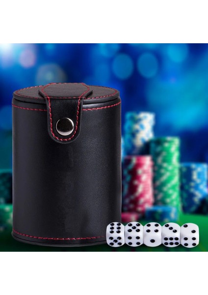 Siyah Stil Saklama Bölmeli Deri Zar Bardağı - Çoğu Zar Oyunu Için - Yahtzee Farkle Bar Party Zar Oyunları Için Kırmızı Keçe Astarlı (Yurt Dışından)