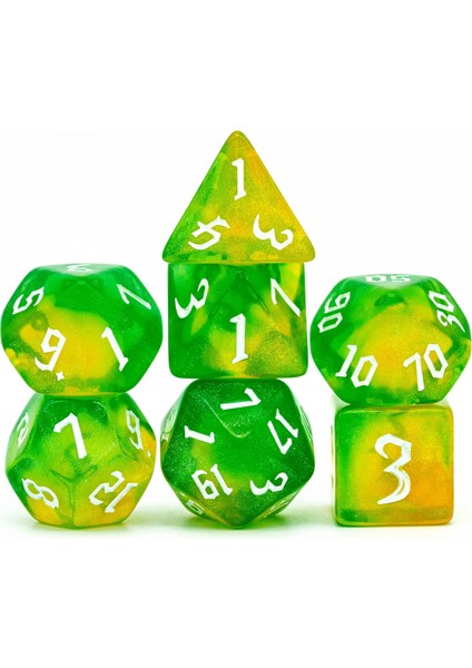 Sarı Yeşil Tarzı Yeni ve Orak Yazı Tipi Dnd Zar Seti D4~D20 Dungeons And Dragons Için Çokyüzlü Zar Rol Yapma Tahta Oyunu ​mtg Rpg D&d Hediye (Yurt Dışından)