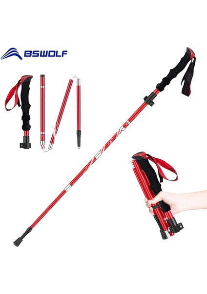 Uzun Sap Kırmızı Stil Bswolf Ultraligt Katlanabilir Bastonlar Kamp Yürüyüşü Katlanır Trekking Bastonları Alüminyum Yürüyüş Direkleri Teleskopik Baston (Yurt Dışından) fiyatları