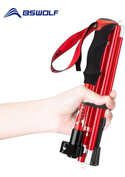 Uzun Sap Kırmızı Stil Bswolf Ultraligt Katlanabilir Bastonlar Kamp Yürüyüşü Katlanır Trekking Bastonları Alüminyum Yürüyüş Direkleri Teleskopik Baston (Yurt Dışından) modelleri