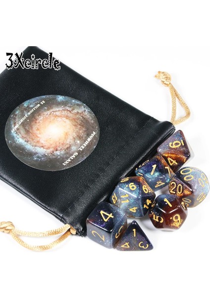 Fırıldak Galaxy-A Stili Romantik Evren Galaxy Zar 7 Piecesset + Dnd Rpg Oyunları Için Pu Deri Çanta Satış Öncesi Yıldızlı Dices Noel Hediyesi (Yurt Dışından)