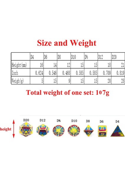 M0010-A Stili 7 Adet Metal Zar Seti Dnd Oyunu Çokyüzlü Katı Metal D & D Zar Seti Rol Yapma Oyunu Için Saklama Çantası Rpg Mtg Dnd Matematik Öğretim (Yurt Dışından) modelleri