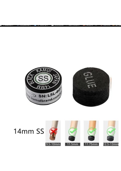 SS-14MM Stili Japon Orijinal Ithalat Kamuı Cue Ipuçları Bilardo Bilardo Cue Kamuı Ucu Mh Snooker Ucu Kahverengi Mh Bilardo Aksesuarı (Yurt Dışından)