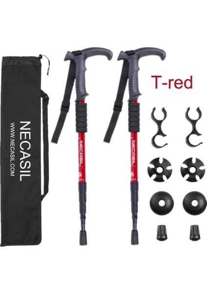 Kırmızı-T Tarzı 2pcslot Baston Trekking Direkleri Teleskopik Baton Nordic Alüminyum Kayak Kampı Yürüyüş Direkleri Koltuk Değneği Yürüyüş Kamışı Kuzey Kutbu (Yurt Dışından)
