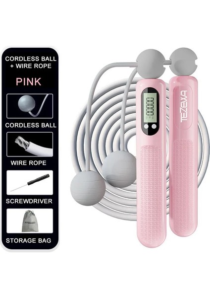 Tel Halat Top Pembe Tarzı Profesyonel Ip Atlama Ipleri Spor Atlama Ipi Akıllı Elektronik Sayma Ev Vücut Geliştirme Taşınabilir Fitness Ekipmanları Unisex (Yurt Dışından)