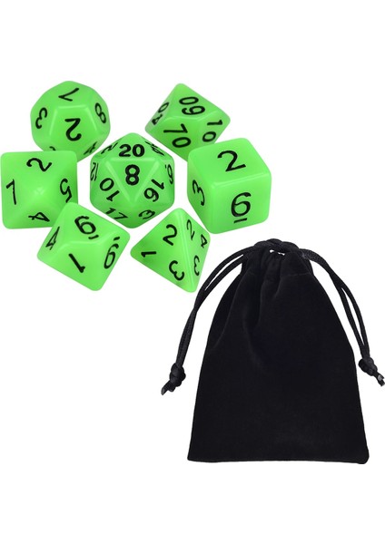 Yeşil A Stili Glow In The Dark 7-Die Çokyüzlü Zar Seti D4 D6 D8 D10 D% D12 D20 Için Masa Oyunları Rpg Dnd (Yurt Dışından)