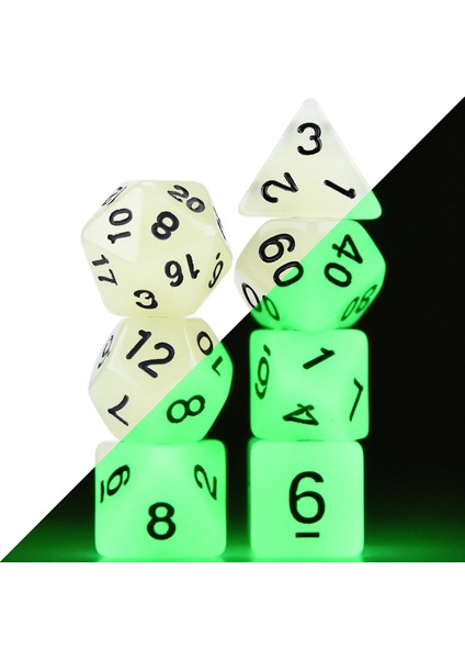 Yeşil A Stili Glow In The Dark 7-Die Çokyüzlü Zar Seti D4 D6 D8 D10 D% D12 D20 Için Masa Oyunları Rpg Dnd (Yurt Dışından)