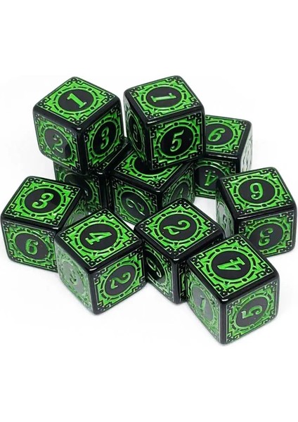 Yeşil Stil Ack Akrilik D6 Oyma Desen Zar 6 Taraflı Aksesuarlar Çokyüzlü Renkli Dnd Zar Dijital Oyun Zar (Yurt Dışından)