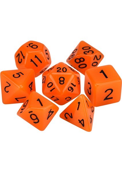 Turuncu Tarzı Glow In The Dark 7-Die Çokyüzlü Zar Seti D4 D6 D8 D10 D% D12 D20 Için Masa Oyunları Rpg Dnd (Yurt Dışından)