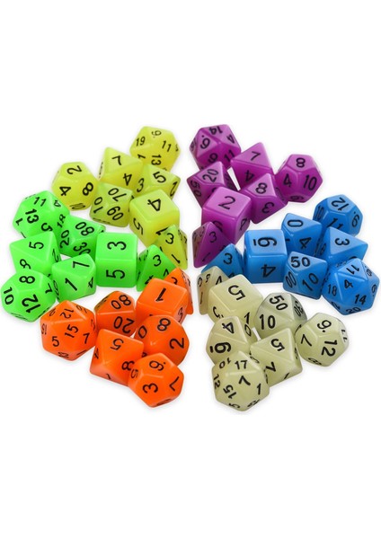 Turuncu Tarzı Glow In The Dark 7-Die Çokyüzlü Zar Seti D4 D6 D8 D10 D% D12 D20 Için Masa Oyunları Rpg Dnd (Yurt Dışından)