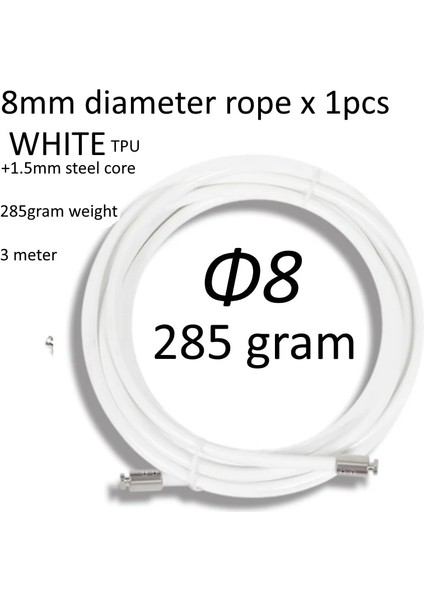 Ip Beyaz 8mm 3m Stili 3 Set Halat Hızlı Anahtarı Tıklayın Çapraz Ip Durumda Ağır Pu Çelik Kordon Spor Crossfit Atlama Atlama Ipi (Yurt Dışından)