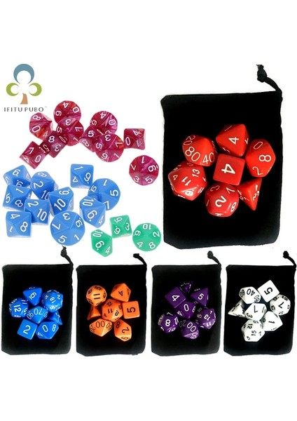 Turuncu Zar Blackbag Stili 7pclot Kadife Zar Çantalı Zar Seti D4, D6, D8, D10, D10%, D12, D20 Masa Oyunu, Dnd, Rpg Zxh Için Renkli Aksesuarlar (Yurt Dışından)