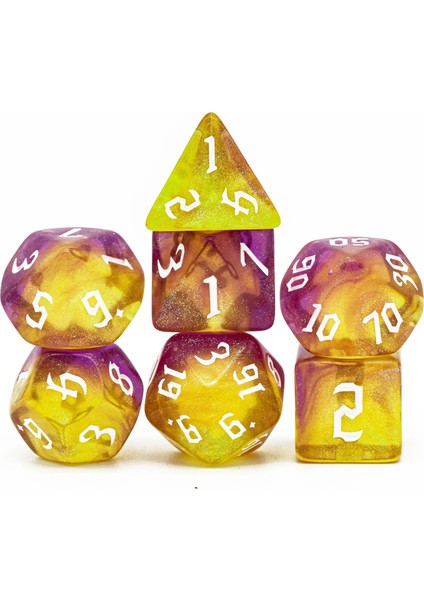 Mor Sarı Stil Yeni ve Orak Yazı Tipi Dnd Zar Seti D4~D20 Dungeons And Dragons Için Çokyüzlü Zar Rol Yapma Tahta Oyunu ​mtg Rpg D&d Hediye (Yurt Dışından)