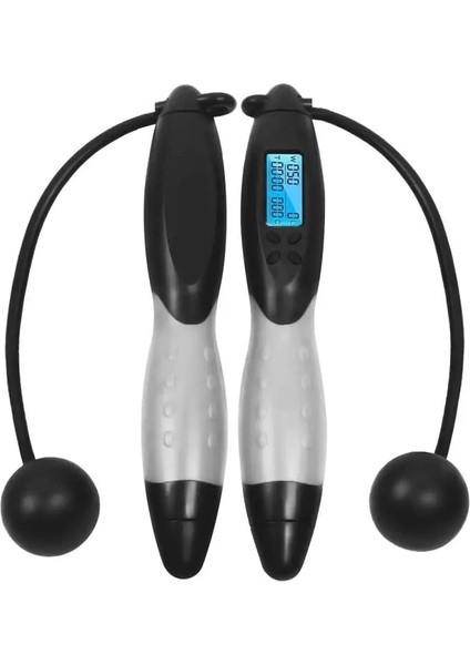 B2 Stili Akıllı Atlama Ipi Fitness Spor Ipleri Kaymaz El Kavramalı LCD Ekran Ayarlanabilir Akülü ve Kablolu Ip Atlama Ipi (Yurt Dışından)