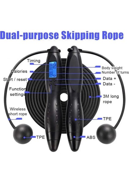 B2 Stili Akıllı Atlama Ipi Fitness Spor Ipleri Kaymaz El Kavramalı LCD Ekran Ayarlanabilir Akülü ve Kablolu Ip Atlama Ipi (Yurt Dışından) fırsatları