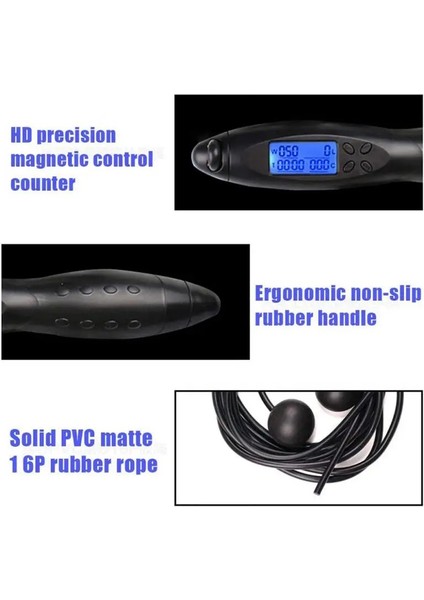 B2 Stili Akıllı Atlama Ipi Fitness Spor Ipleri Kaymaz El Kavramalı LCD Ekran Ayarlanabilir Akülü ve Kablolu Ip Atlama Ipi (Yurt Dışından) indirimleri