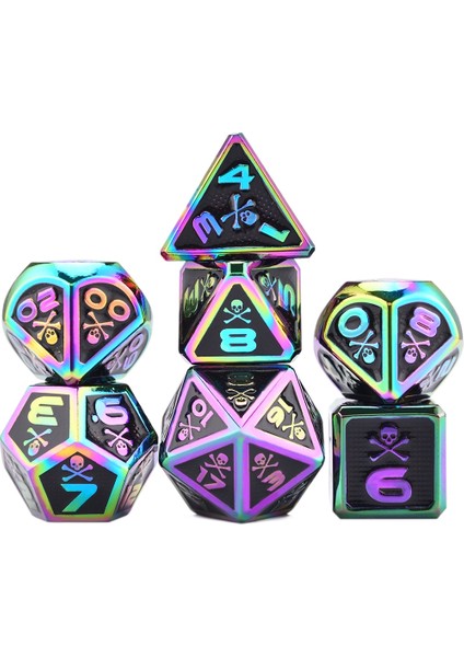 SB10 Stili Kafatası ve Kemikler Trpg Dnd Zar Oyunları Için Büyük Boy Metal Zar Seti D4 D6 D8 D10 D% D12 D20 (Yurt Dışından)
