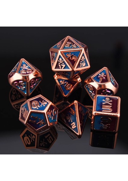 SB10 Stili Kafatası ve Kemikler Trpg Dnd Zar Oyunları Için Büyük Boy Metal Zar Seti D4 D6 D8 D10 D% D12 D20 (Yurt Dışından)