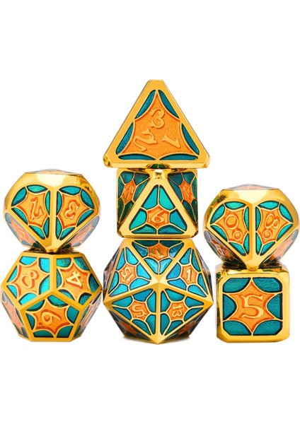 Deniz Yeşili Sarı2 Stili Nebula Metal Çokyüzlü Zar Seti D4 D6 D8 D10 D% D12 D20 Masa Oyunları Için Rpg Dnd (Yurt Dışından)