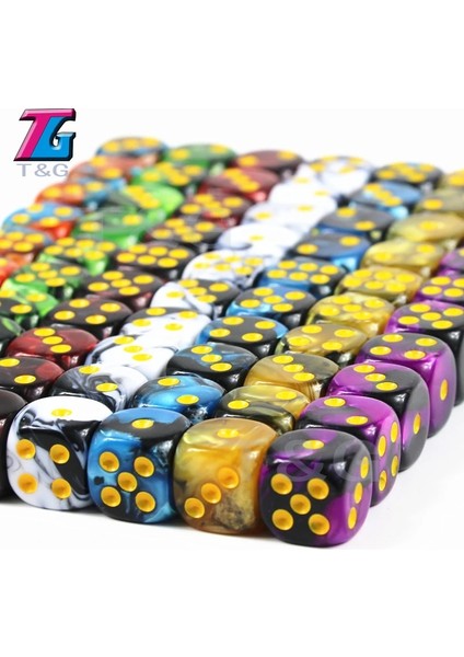Mavi Siyah Stil Karışık Renkler D6 Kumar Zarı, Kumar, Masa Oyunu Için Altın Standart Nokta Aksesuarlı (Yurt Dışından) modelleri