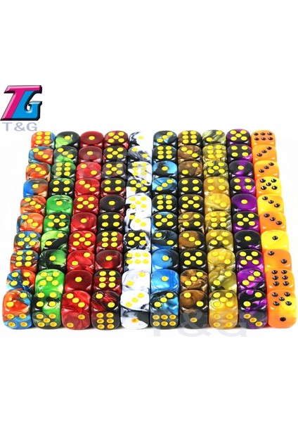 Mavi Siyah Stil Karışık Renkler D6 Kumar Zarı, Kumar, Masa Oyunu Için Altın Standart Nokta Aksesuarlı (Yurt Dışından) fırsatları