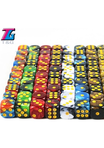 Mavi Siyah Stil Karışık Renkler D6 Kumar Zarı, Kumar, Masa Oyunu Için Altın Standart Nokta Aksesuarlı (Yurt Dışından) indirimleri