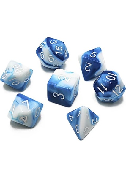 No.3 Tarzı 7pcslot Çokyüzlü Zar 8 Çeşit Seçeneği Pearlize Etkisi Zar Seti ile Yüksek Li Iki Renkli Dijital Zar (Yurt Dışından)