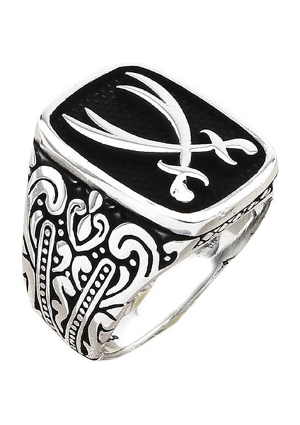 Erkek Yüzük Gümüş 925 Taşsız Çift Kılıç