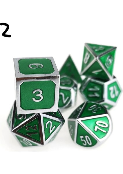 No.2 Tarzı Yeşil Dnd Metal Zar Standardı ve D4 D6 D8 D10 D% D12 D20, Rol Yapma D&d Rpg Oyunları Için (Yurt Dışından)