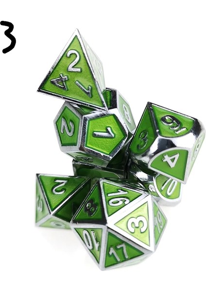 No.2 Tarzı Yeşil Dnd Metal Zar Standardı ve D4 D6 D8 D10 D% D12 D20, Rol Yapma D&d Rpg Oyunları Için (Yurt Dışından)