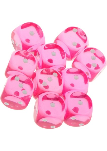 Ded D6 Zar Gül Kırmızı Şeffaf D3 Zar Yuvarlak Köşe (Yurt Dışından)