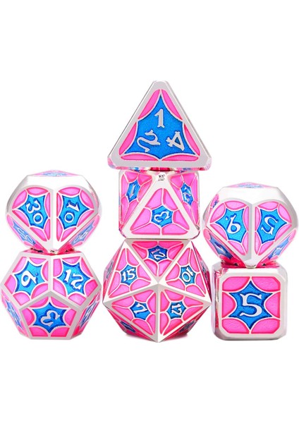 Pembe BLUE13 Stili Nebula Metal Çokyüzlü Zar Seti D4 D6 D8 D10 D% D12 D20 Masa Oyunları Için Rpg Dnd (Yurt Dışından)