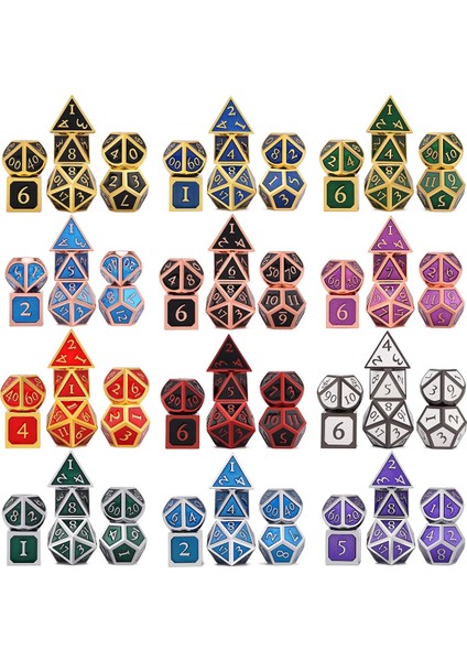 A437 Stili Dnd Çokyüzlü Metal Zar Seti D4 D6 D8 D10 D% D12 D20 Masa Üstü Rol Yapma Oyunları Için (Yurt Dışından) modelleri
