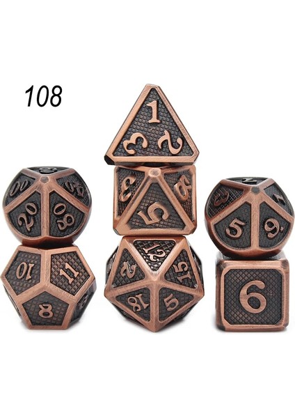 NO.108 Stili Rpg Pirinç Çokyüzlü Setler Metal Dnd Zar Oyunu Masa Oyunları Çinko Alaşım Açık Pembe Dices Dijital Desen D20 D10 D8 D12 D6 D4 (Yurt Dışından)