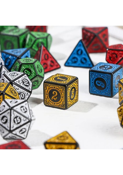Yeşil Stil 7 Adet Çok Taraflı 7-Die Zar Oyunu Zar Trpg Dnd Çokyüzlü D4 D6 D8 D10 D12 D20 Zar Tahta Kart Oyunu Matematik Oyunları Malzemeleri (Yurt Dışından)